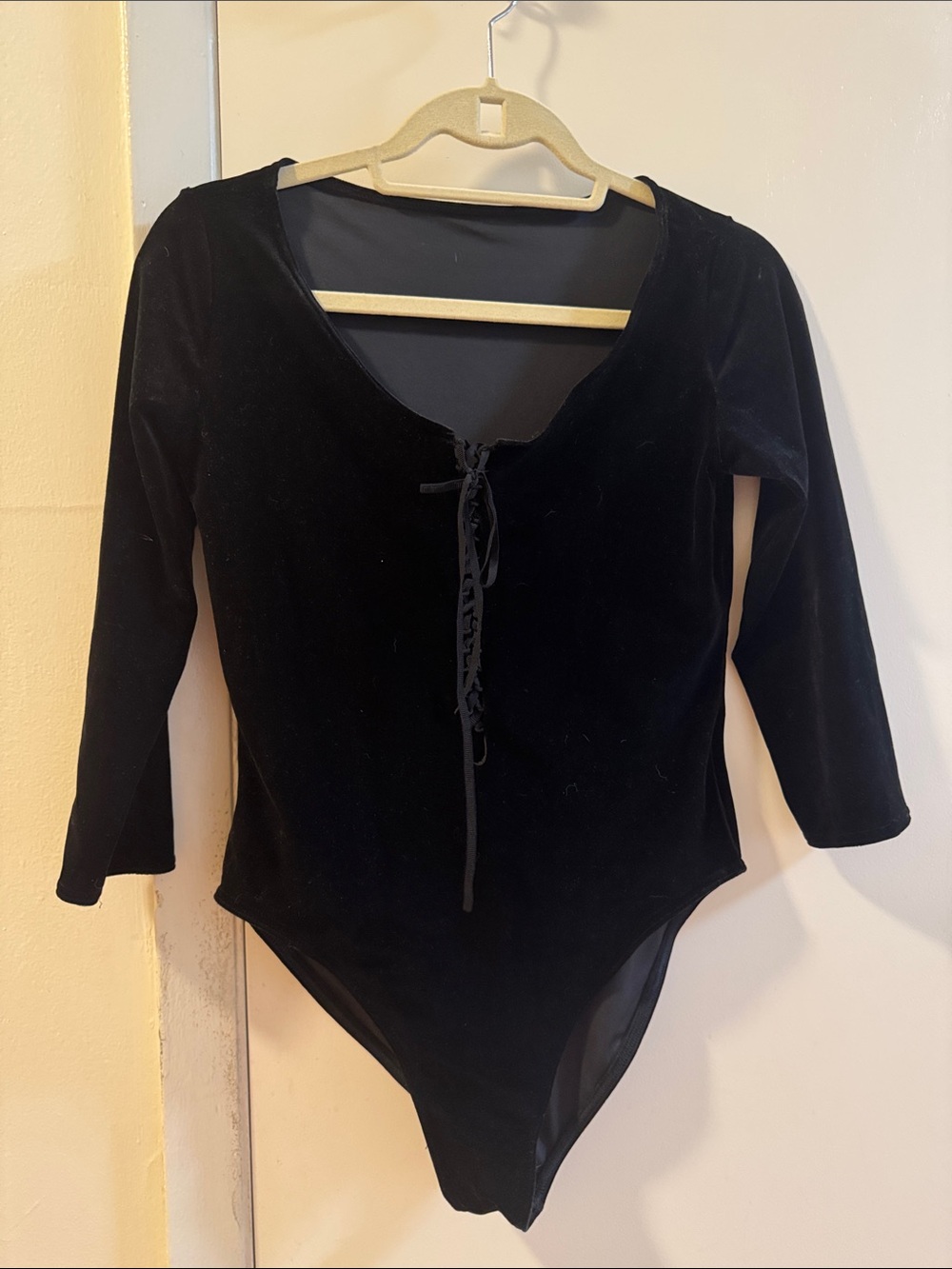 BlackMilk black velvet lace up body suit M